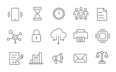Digital Marketing set of web icons in line style.