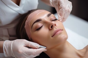 Facial massage and revitalizing mask in the beauty clinic