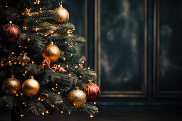 Fototapeta premium Christmas decoration near the simple but warm