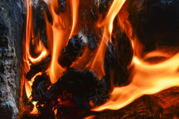 Photo of a fire that is burning orange