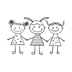 Three girls stick figure svg, Stick Figure Svg, Stick People Svg, Stick Family Svg, Stick Figure Clipart, Stick Kids Svg, Stick Figures Svg, Stick Figure Art, Svg Files for cricut