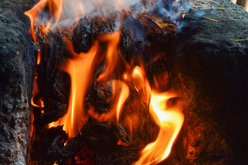 Photo of a fire that is burning orange