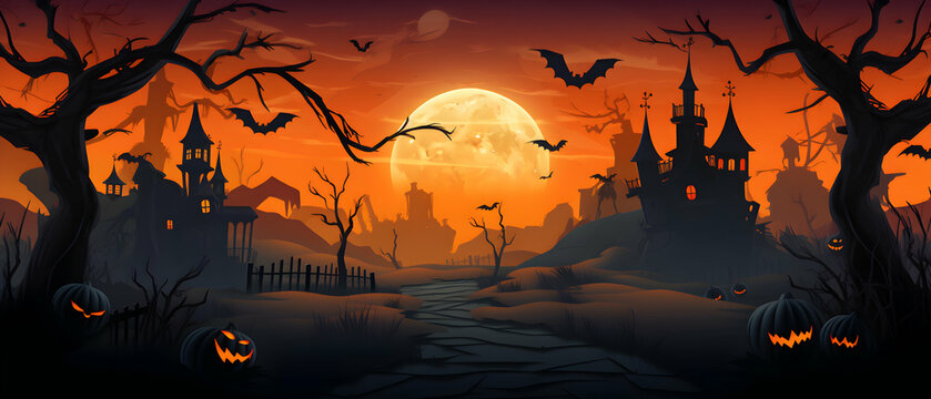 photo halloween wallpaper halloween day background with evil pumpkins generative ai