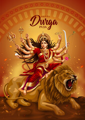 indian God Happy Durga Puja Subh Navratri background. editable vector illustration design