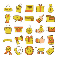 Ecommerce online shopping icon set, e-commerce online shop icon collection