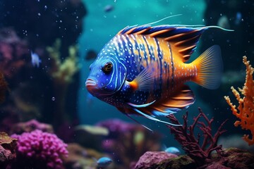 fish in aquarium, Generative AI - obrazy, fototapety, plakaty