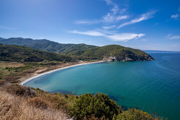 Fototapeta na wymiar Kapidag Peninsula coastline view in Turkey