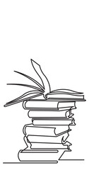 continuous line drawing illustration with transparent background of open book as concept of learning education and knowledge