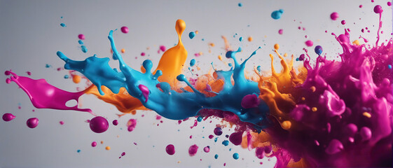 Explosion of multicolored ink. Dynamic creative background.