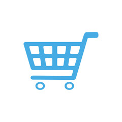 shopping cart, shopping cart, shopping cart in blue store, illustration