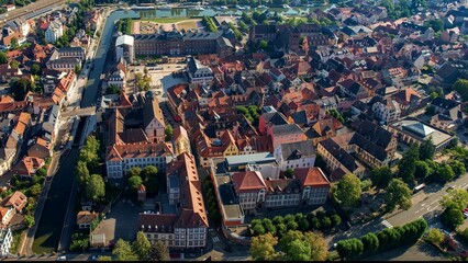  Aerial view around the city saverne in France on a sunny summer day.