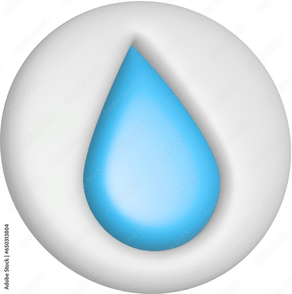 Poster 3d rendering water drop icon. illustration with shadow isolated on white.