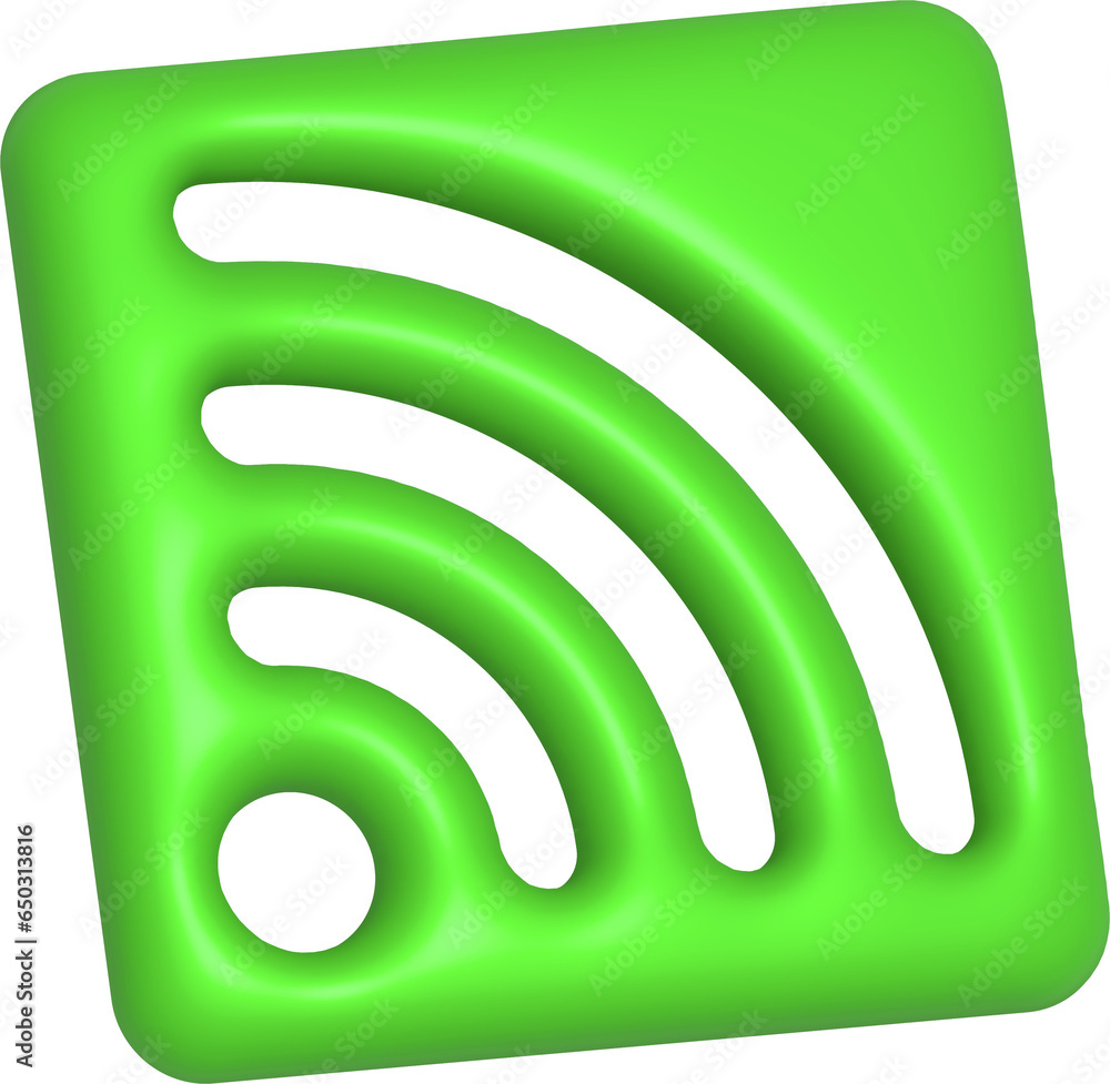 Aufkleber 3d rendering wifi radio signal icon. illustration with shadow isolated on white.