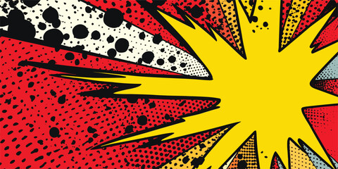 VIntage retro comics boom explosion crash bang cover book design with light and dots. Can be used for decoration or graphics. Graphic Art. Vector. Illustration. © Graphic Warrior