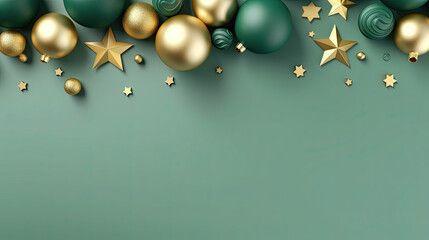 Weihnachtlicher Hintergrund / Wallpaper mit Christbaumkugeln und Sternen (Hintergrund mint, Sterne Kugeln Gold, Silber, Mint)