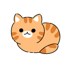 Orange cat cartoon drawing with simple line