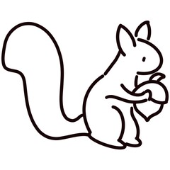 Drawing squirrel with acorn ,isolated with white background 