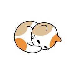 Cat cartoon drawings three color 