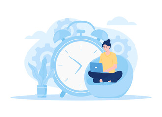 Time management concept flat illustration