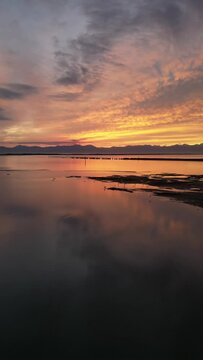 Aerial video of Abel Tasman New Zealand at sunset