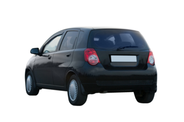 Rear view hatchback car isolated on white background