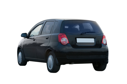 Rear view hatchback car isolated on white background