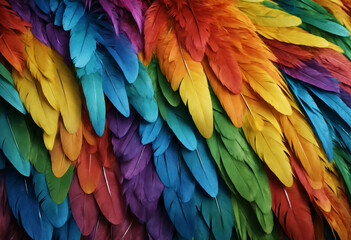Obraz premium Multi colored feathers. Generative AI
