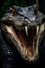 Closeup of a dangerous alligator