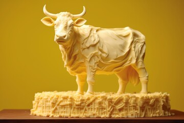 Butter sculpture of a cow