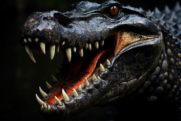 Closeup of a dangerous alligator