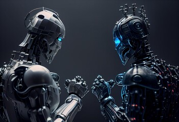 portrait of an android against dark background