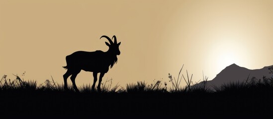 Goat in black silhouette - obrazy, fototapety, plakaty