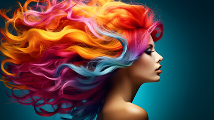 A girl's brightly colored hair