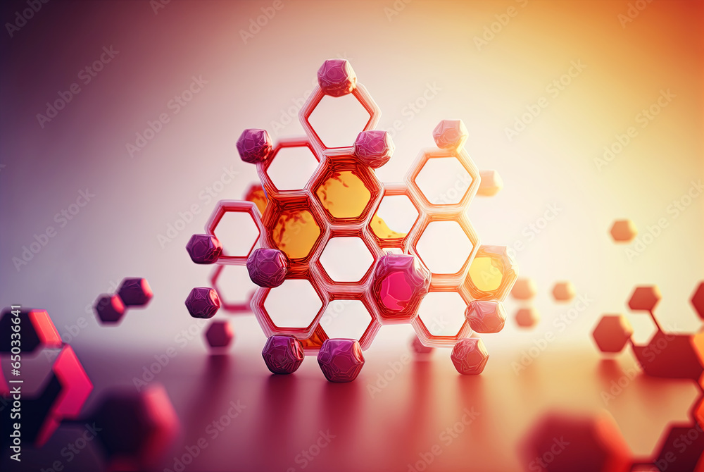 Poster abstract scientific background with hexagonal pattern. technology and science abstraction with hex c