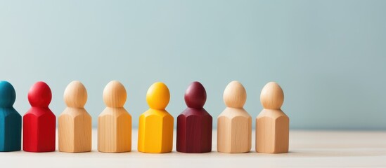Diversity and inclusion expressed through colorful wooden figures