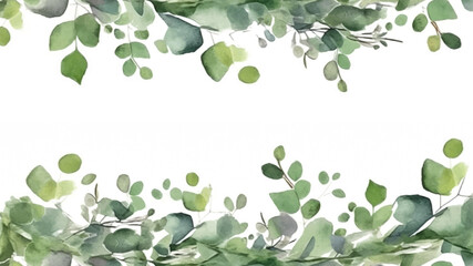 Beautiful watercolor green nature leaves tropical frames on white background vector isolated elements design for wedding, rsvp, invitation, banner, decoration