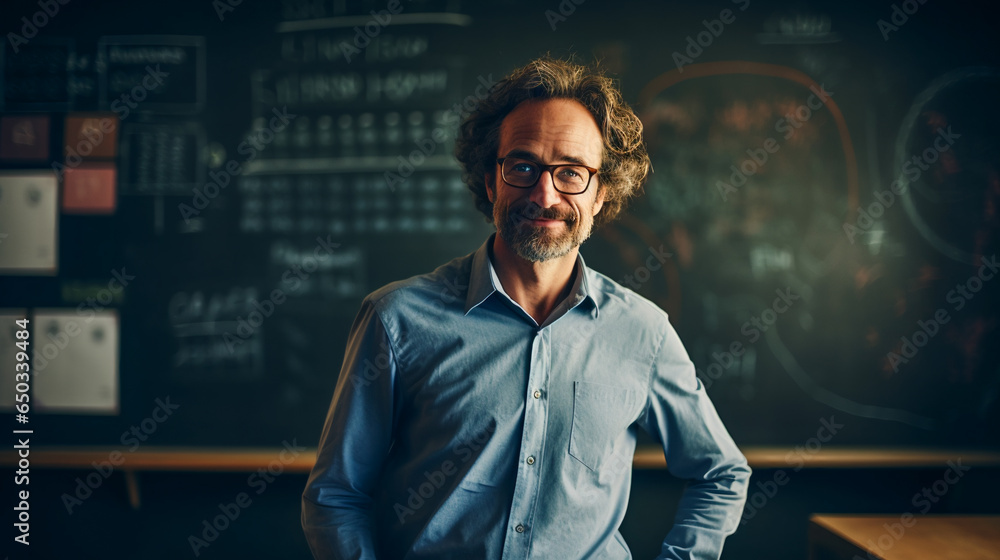 Wall mural A portrait of a teacher in a classroom