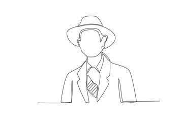A patriot wearing a suit. Revolucion mexicana one-line drawing