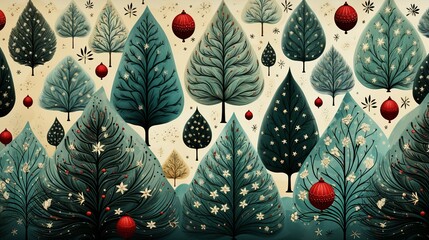 Serene Holiday Background with Minimalist Christmas Tree Pattern