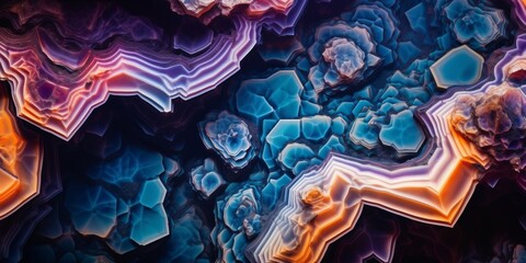 Colorful crystal geode closeup. Rock geology shiny background wallpaper, Generative AI  - obrazy, fototapety, plakaty