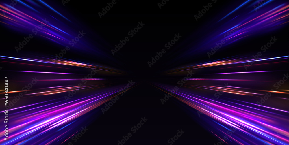 Poster neon stripes in the form of drill, turns and swirl. illustration of high speed concept. image of spe