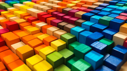 Fototapeta na wymiar Colorful Blocks Abstract Background. AI Generated