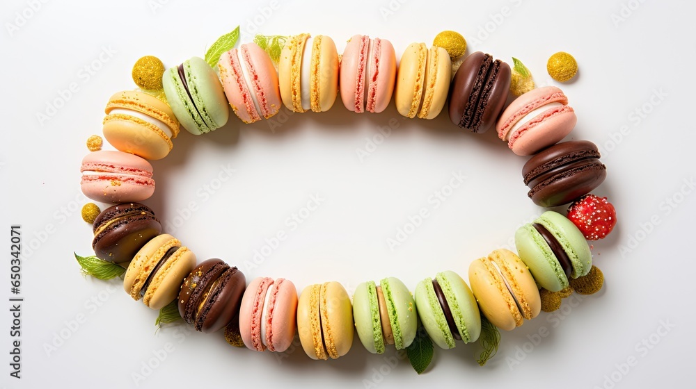 Aufkleber a bunch of macaroons are arranged in a circle. generative ai
