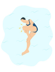 A swimmer has leg cramps