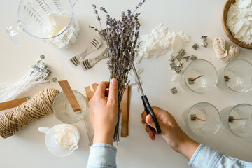 Process of making candles in a workshop