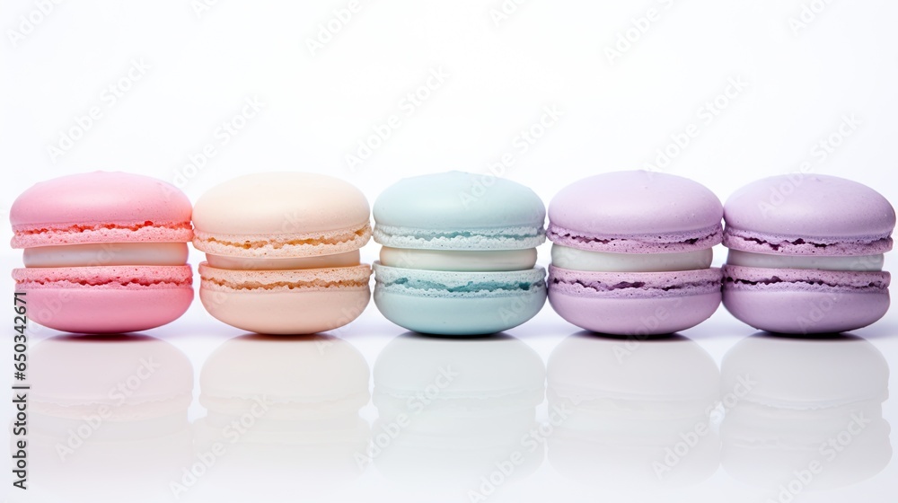 Aufkleber a row of macaroons sitting on top of each other. generative ai