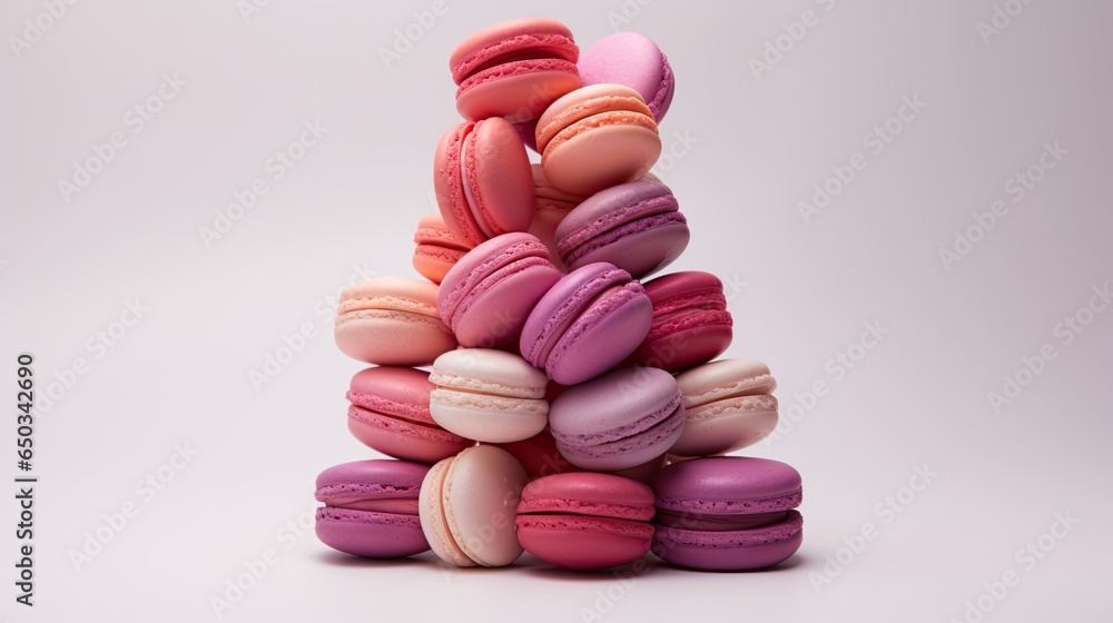 Aufkleber a stack of macaroons sitting on top of each other. generative ai