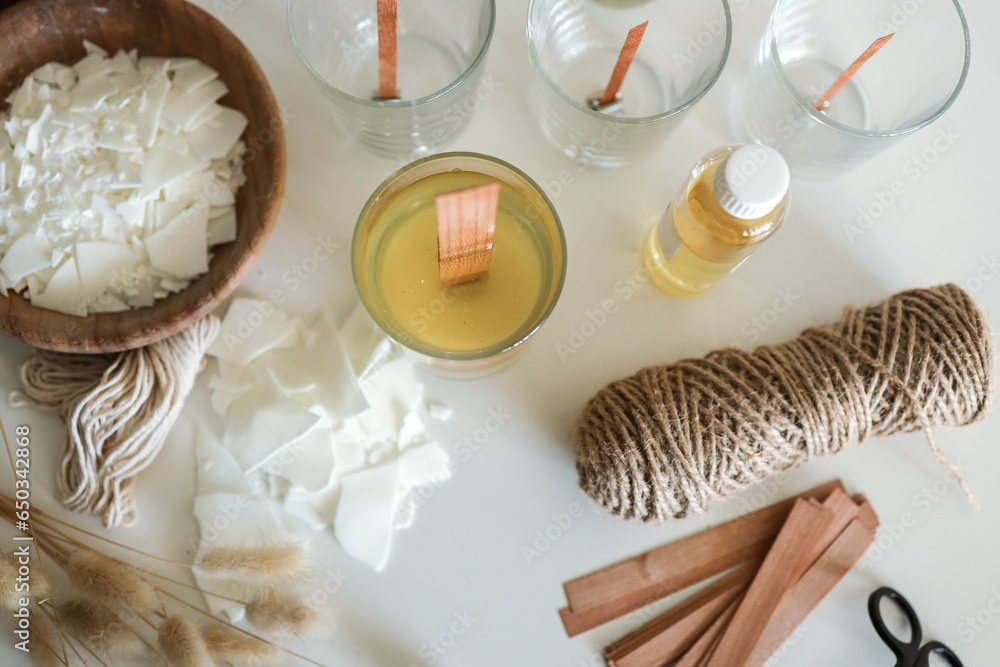 Wall mural Tools for making candles in a workshop