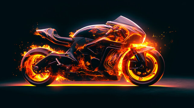 Blazing Motorcycle Blaze. Inferno on Wheels. AI Generated
