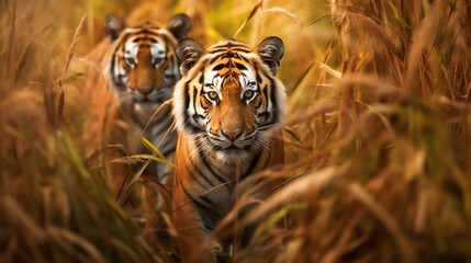Fototapeta premium Tiger in Tall Grass